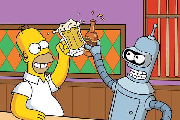 Simpsons Homer ve Robot karikatüründen bir resim