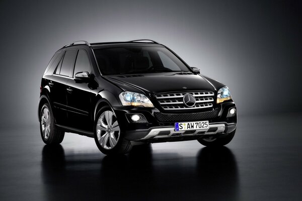 Yerde siyah bir SUV duruyor