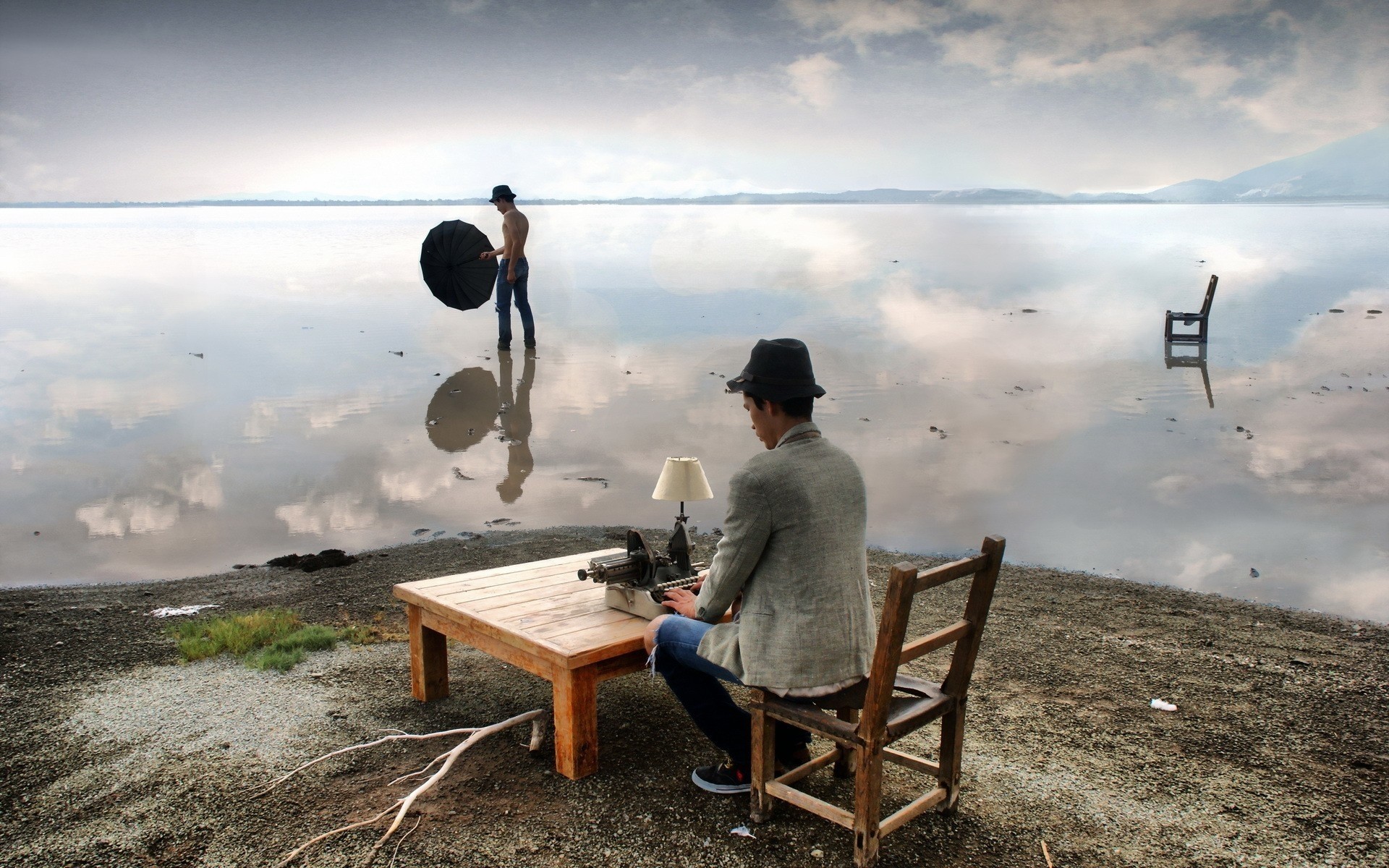 yetişkin bir gökyüzü açık havada adam manzara şemsiye hayat hayat sürgün