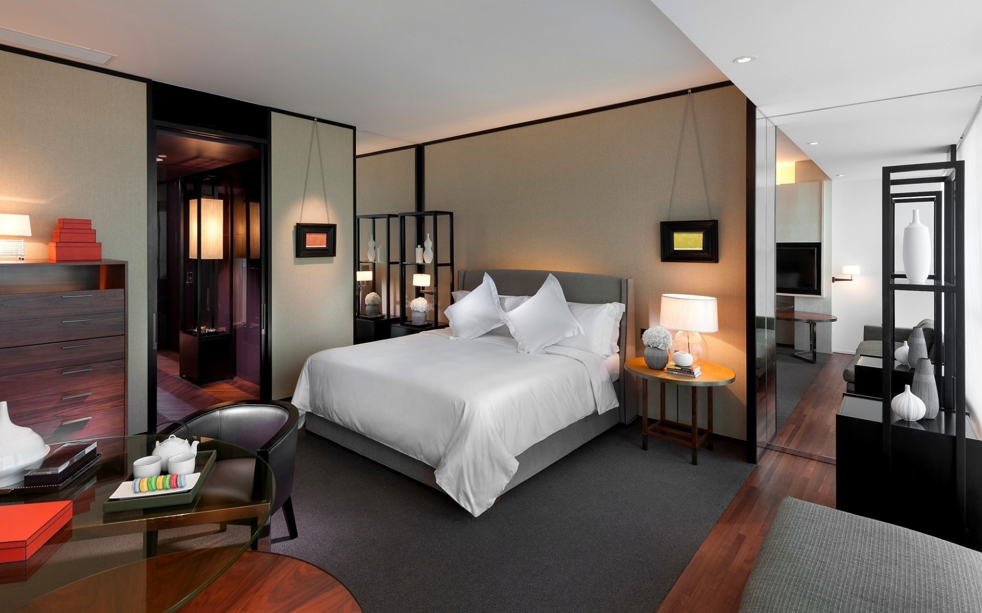 mobilya oda yatak odası yatak odası ev kapalı iç mekan tasarımı lamba masa sandalye pencereler ayna halı zemin ev modern yer daire otel lüks kanepe yatak odası tasarımı