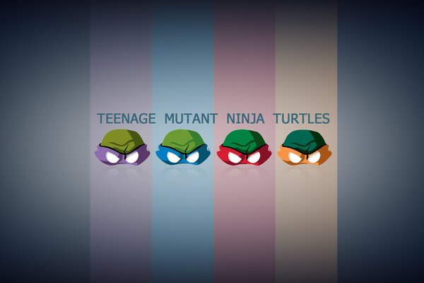 Çizgili bir arka plan üzerinde kaplumbağaların ninja maskeleri