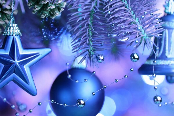 Serin mavi Noel süsleri