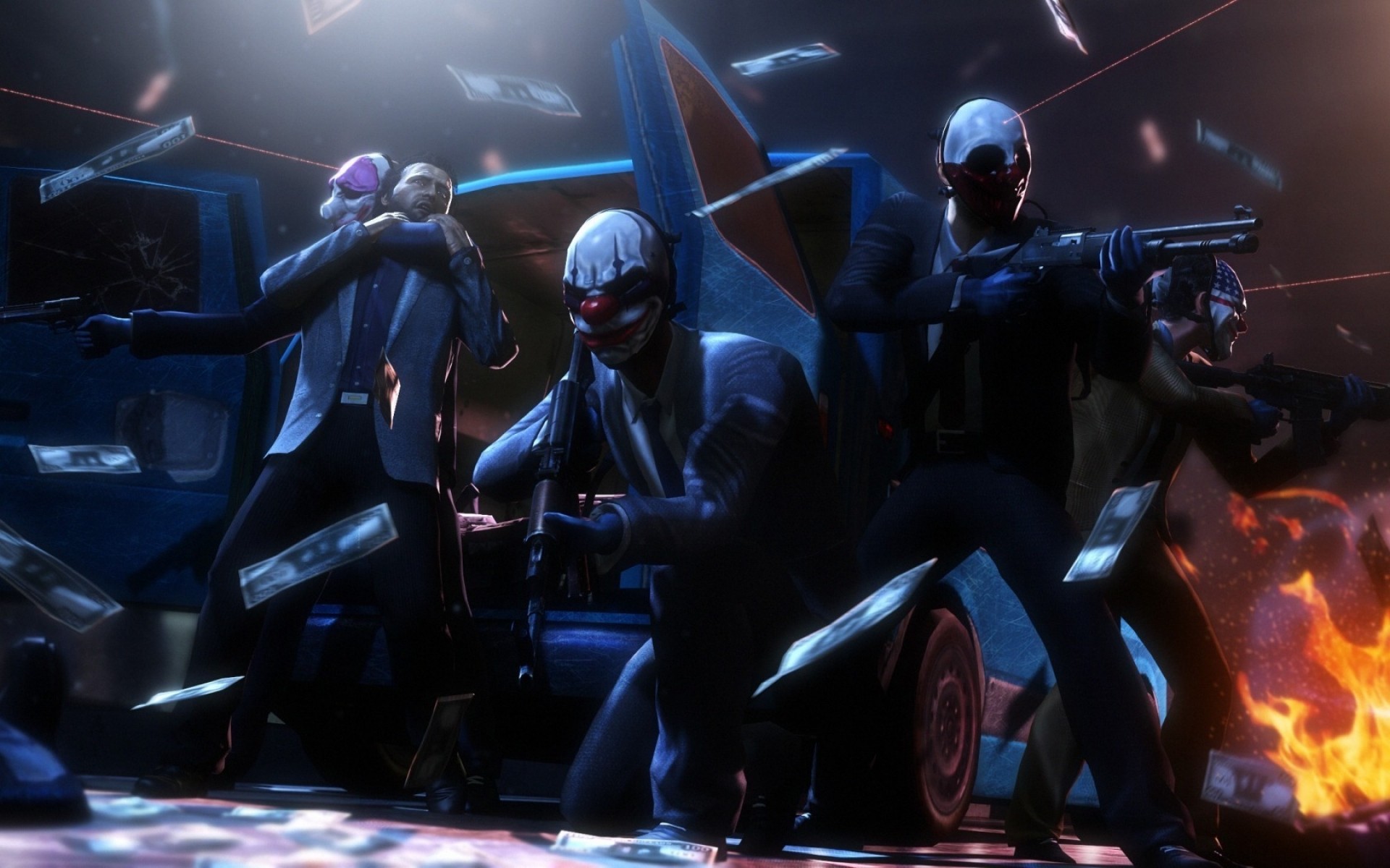 other games müzik konser performans festival grup sahne müzisyen paydays soyguncular maskeler