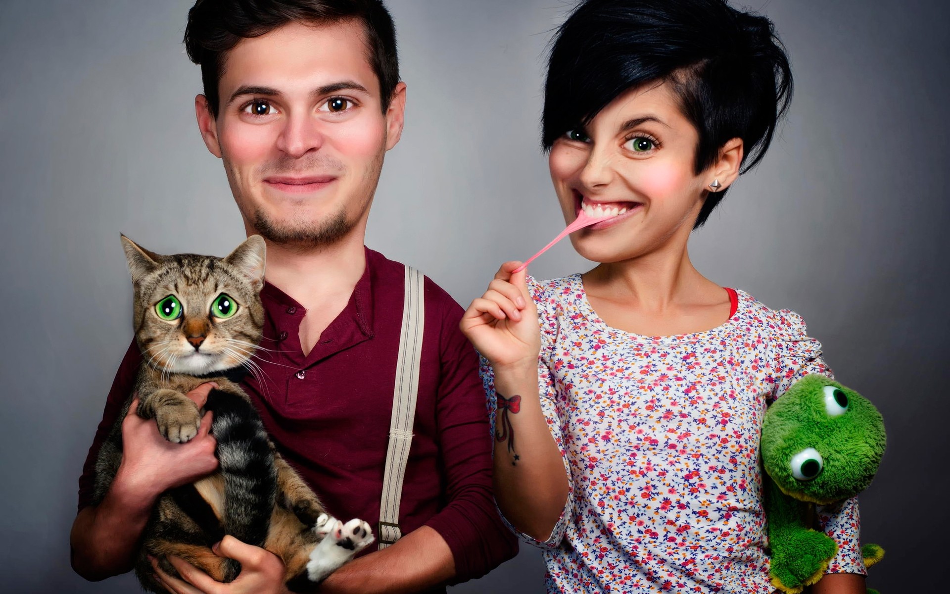 portre kadın sevimli genç aşk güzel kız güzel yetişkin bir zevk stüdyo komik komik fotoğraflar komik aile kedi