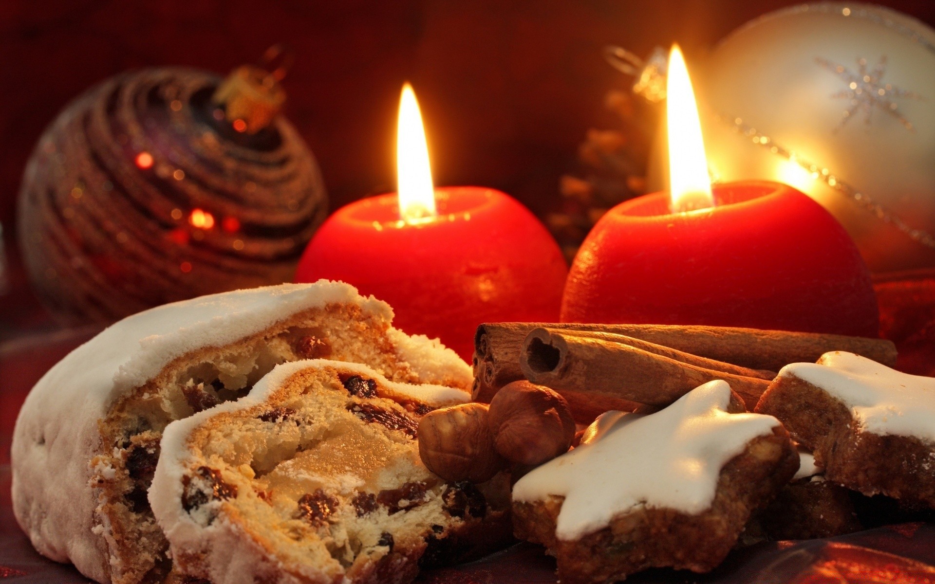 tatlılar mum alev yemek noel