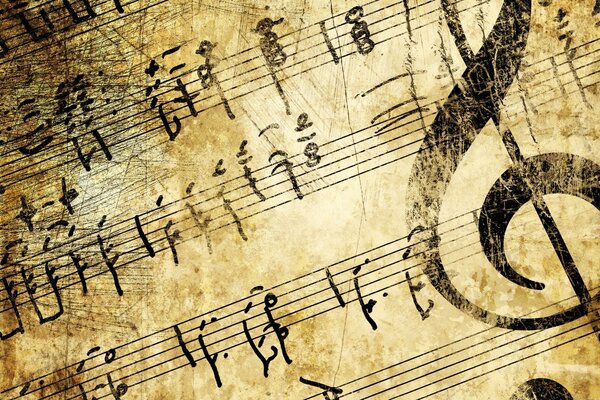 Eski, kirli, müzik notaları
