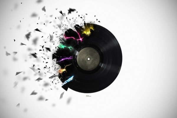 Kırık bir müzik plakasının soyutlanması