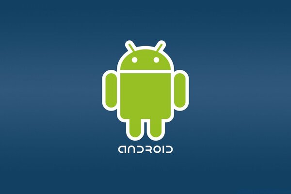 Android robot mavi arka plan üzerinde yeşil renktedir