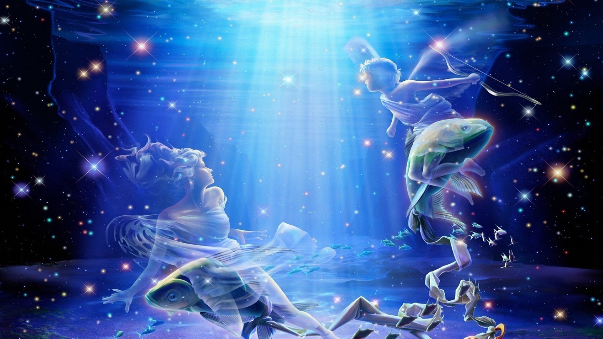 örnek bilim akvaryum soyut grafik yüzme sualtı masaüstü hareketler sanat su fantezi tasarım fantezi ay ışık büyü fütüristik derin