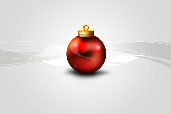 Gri bir arka plan üzerinde kırmızı Yılbaşı topu