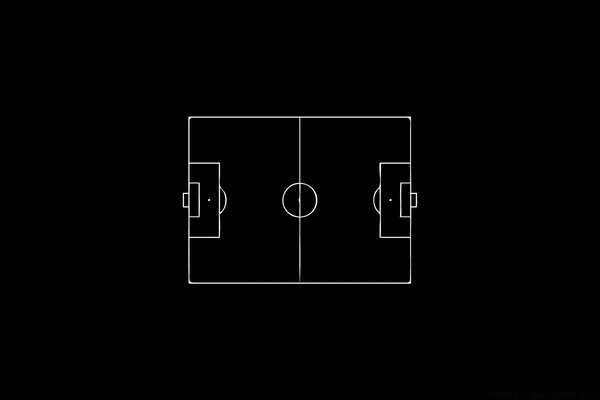 Siyah bir arka plana karşı futbol sahasının şeması