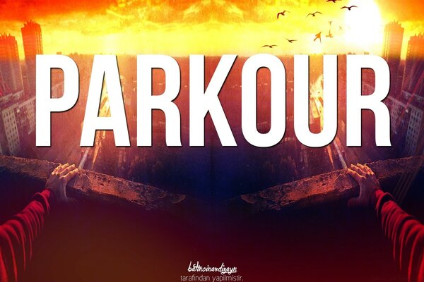 Gün batımının arka planına karşı balkonda parkour resmi